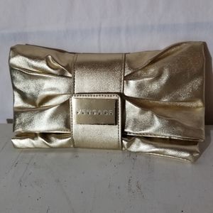 Versage perfume gold metallic hand clutch